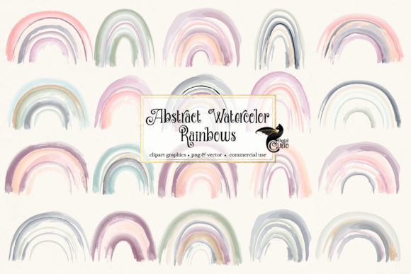 Abstract Watercolor Rainbows Clipart and Illustrations