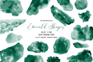 Emerald Watercolor Shapes and Illustrations