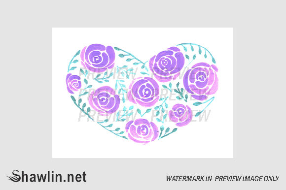 Floral Heart Watercolor Illustrations