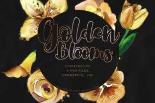 Golden Watercolor Flowers Illustrations