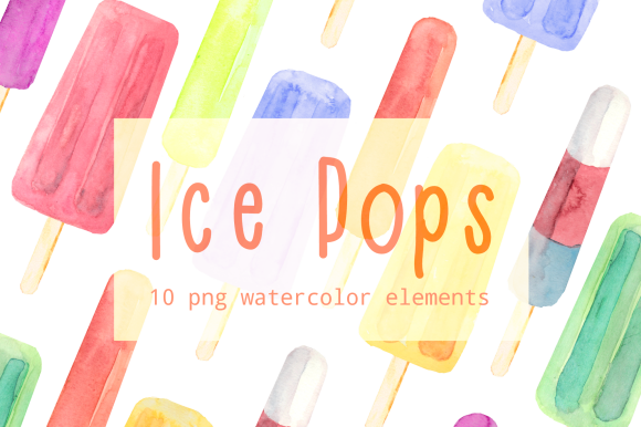 Ice Pops Summer Watercolor Clipart Set & Illustrations