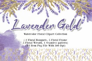 Lavender Gold Watercolor Illustration for Crafting