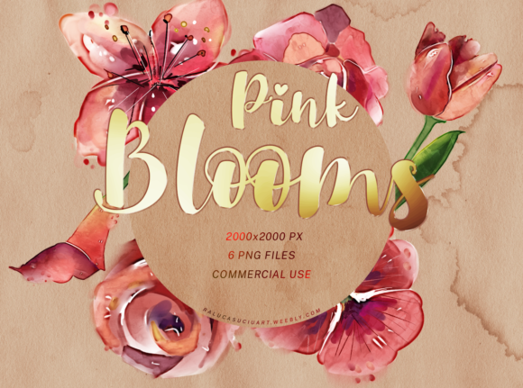 Pink Watercolor Flowers Illustrations