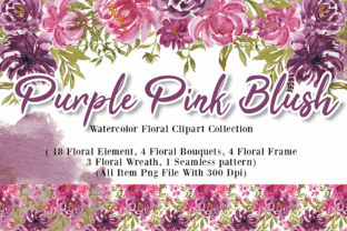 Purple Pink Blush Flower Watercolor Illustrations