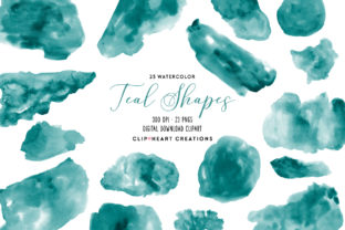 Teal Watercolor Shapes Illustrations