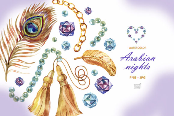 Watercolor Arabian Nights Cliparts and Illustrations