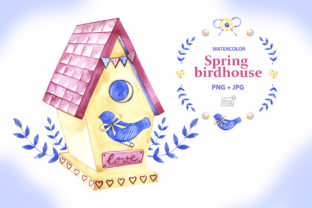 Watercolor Birdhouse Illustration and Illustrations