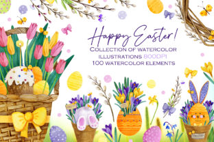 Watercolor Easter Bunnies Collection Illustrations