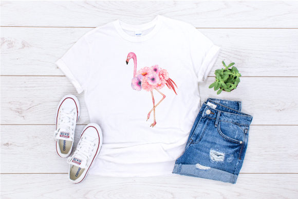 Watercolor Flamingo Flower Clipart and Illustrations
