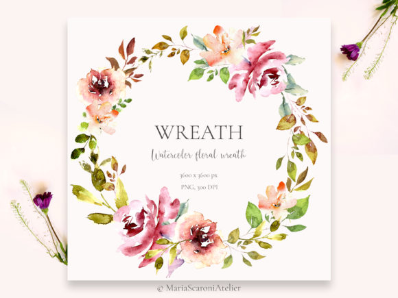 Watercolor Floral Wreath Illustrations