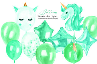 Watercolor Green Balloons Clipart and Illustrations