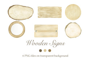 Watercolor Wooden Signs and Illustrations