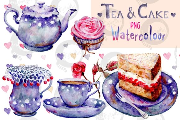 Watercolour Tea and Cake Illustrations