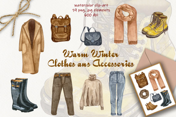 Winter Fashion Watercolor Clip Art and Illustrations